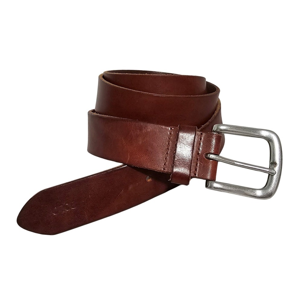 Polo Ralph Lauren Men Belt 42 Brown Italian Leather Silver Buckle Classic Preppy